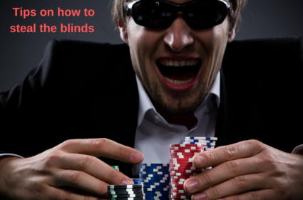 a man happy after winning at poker through stealing the blinds