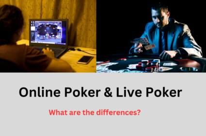 differences between online poker and live poker with a man playing poker and someone else playing online poker