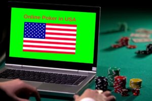 laptop with usa poker on it