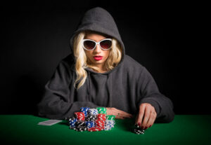 female poker player
