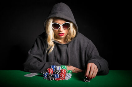 female poker player